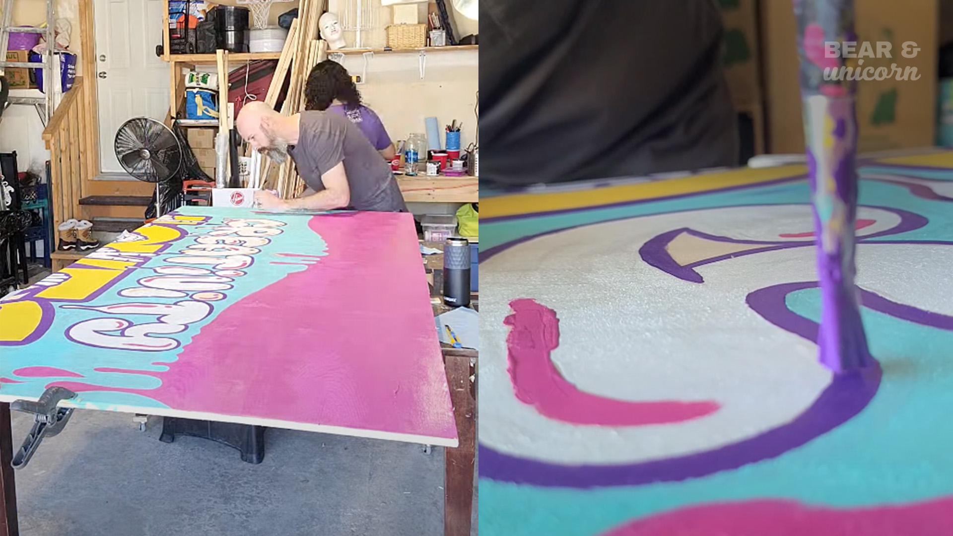 Maya Corona & David Schmeikal from the Bear and Unicorn final touches Free standing Mural for the Inglewood DIY Festival 2025 Maya Corona & David Schmeikal from the Bear and Unicorn final touches Free standing Mural for the Inglewood DIY Festival 2025