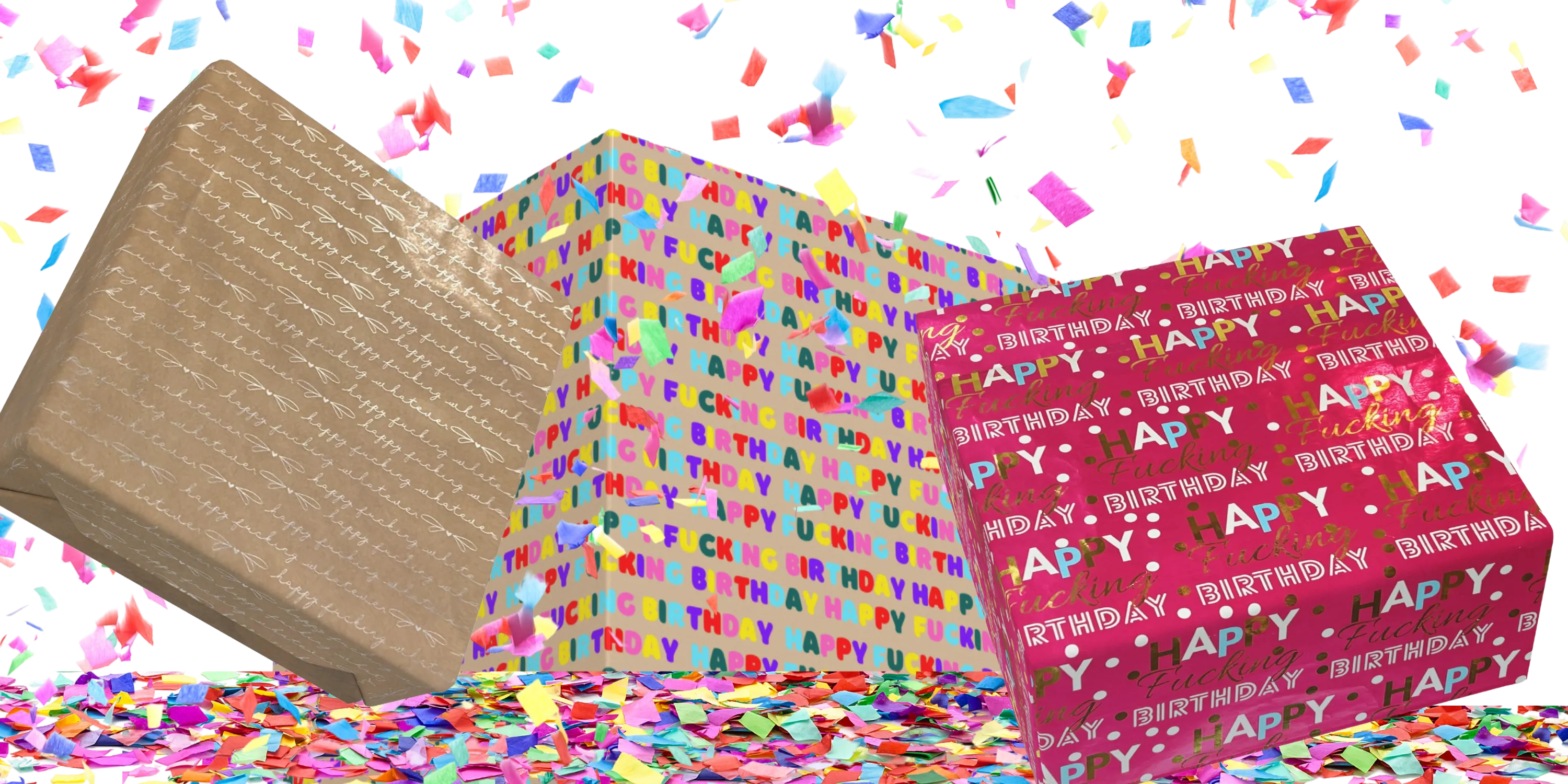 Gift boxes wrapped in Classy Wino wrapping paper