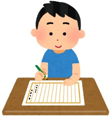 A graphic of a boy working at a desk