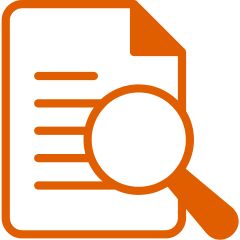 A graphic of a magnifying glass over a document