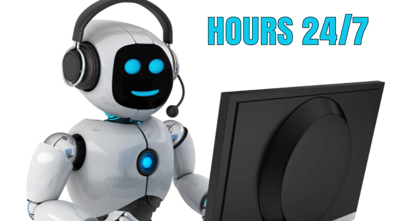 AI chatbot assistant working 24/7 with headset and computer. AI chatbot assistant working 24/7 with headset and computer.