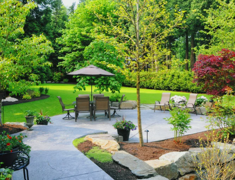 Outdoor Stone Patio Landscaped Outdoor Stone Patio Landscaped