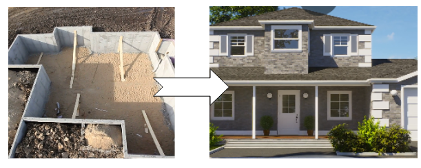 Before and After Photo of House Being Built Before and After Photo of House Being Built