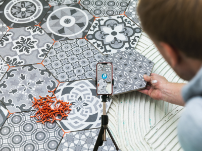 Time-lapse image of decorative tile floor installation Time-lapse image of decorative tile floor installation