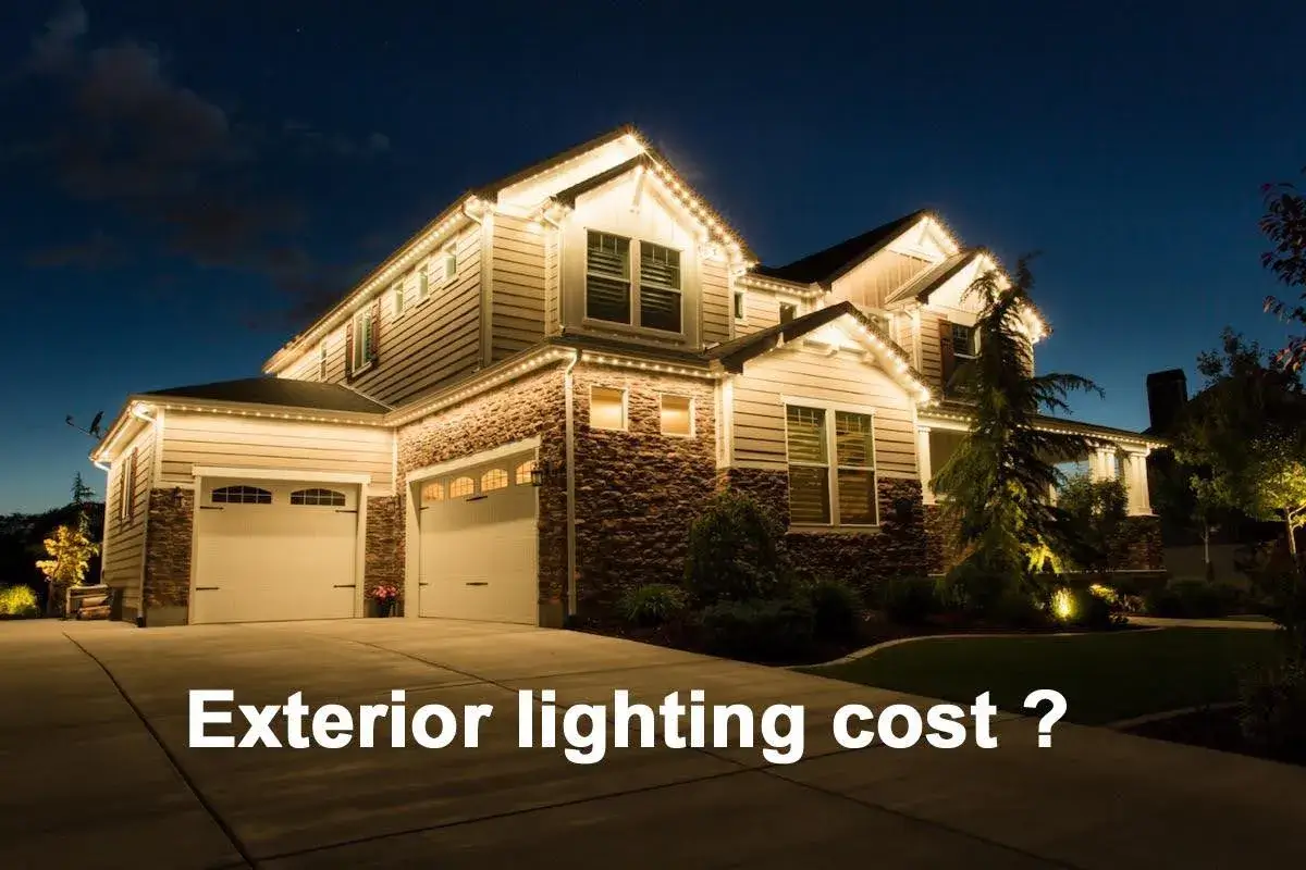 A beautifully lit house showcasing exterior lights, highlighting the cost of outdoor lighting options. A beautifully lit house showcasing exterior lights, highlighting the cost of outdoor lighting options.