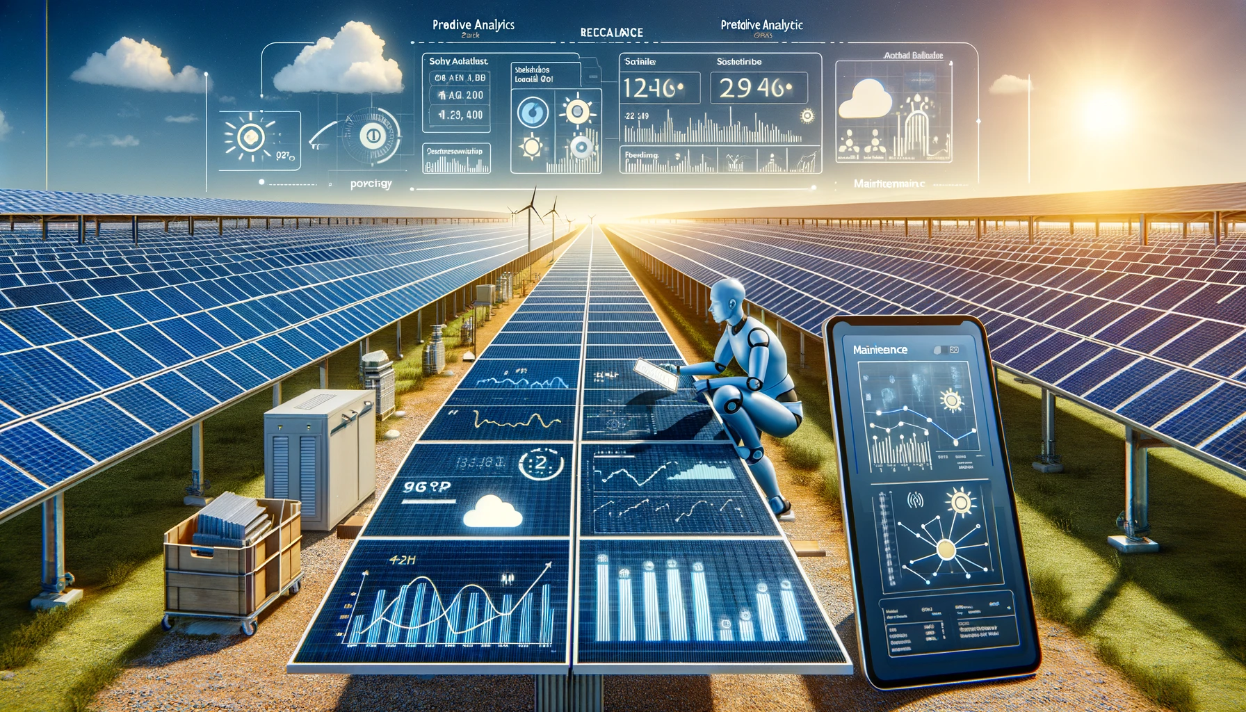 A solar energy farm utilizing advanced predictive analytics technology.