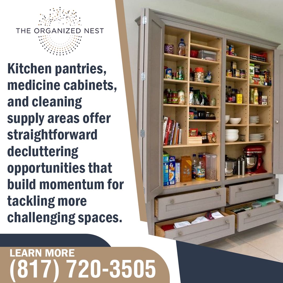 Organized pantry with shelves and drawers, services from The Organized Nest.