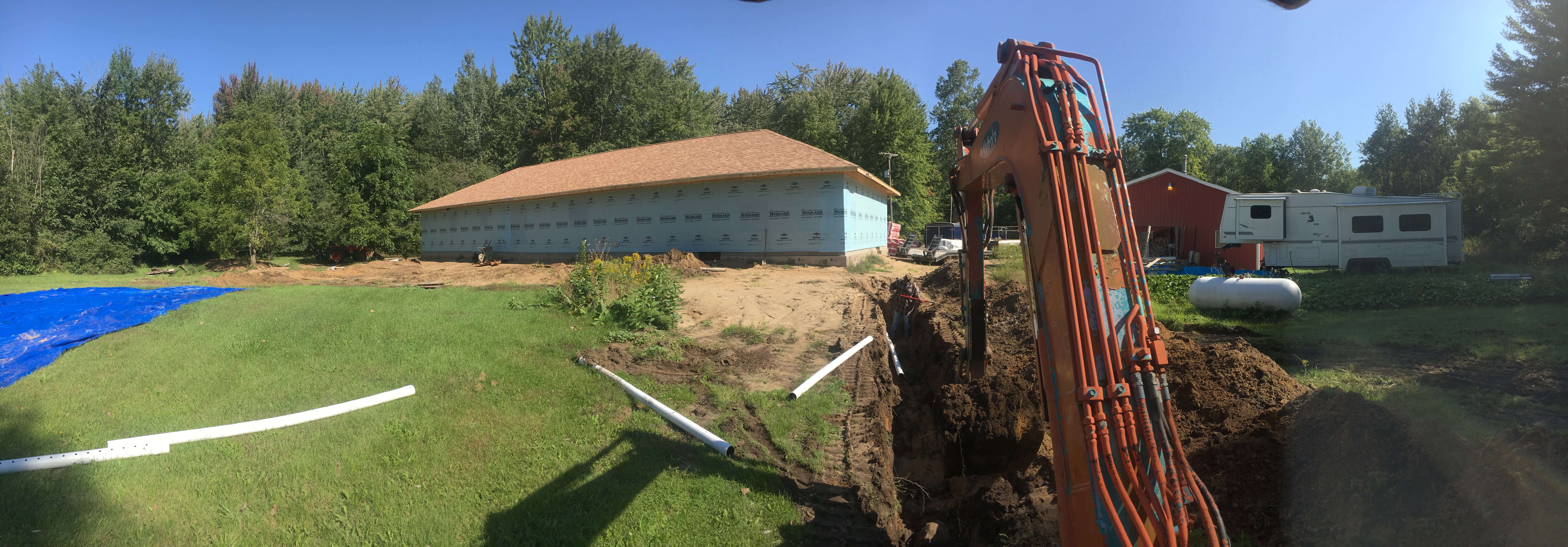 Roofing and siding job, mid-construction