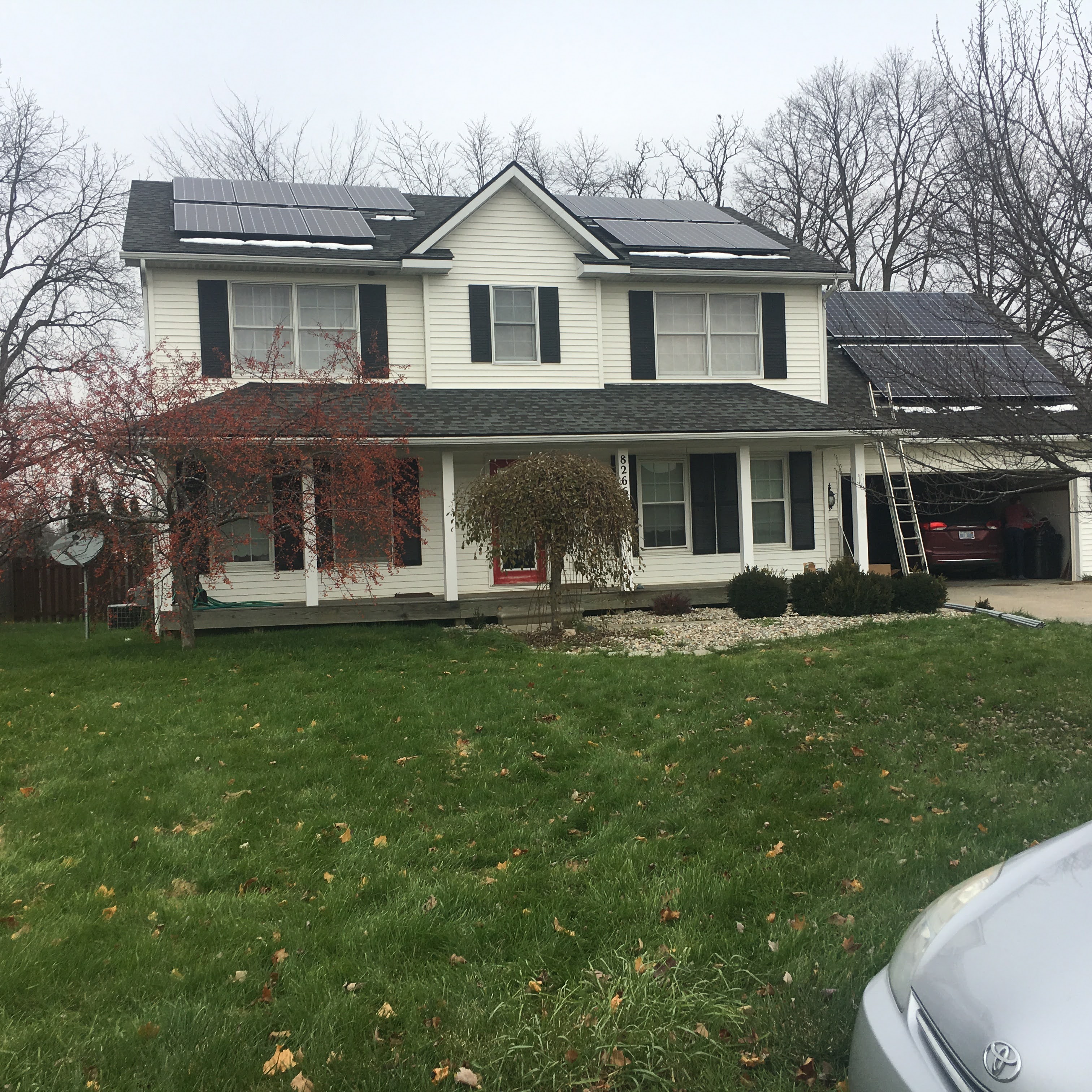 New roof with solar panels installed