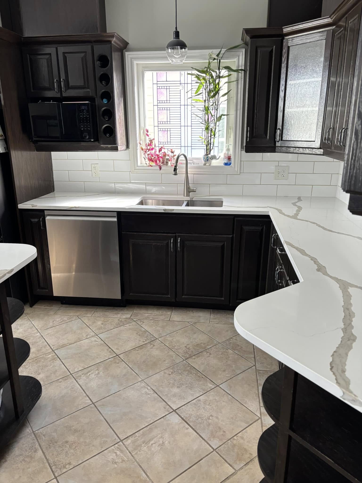 Kitchen renovation with dark cabinets