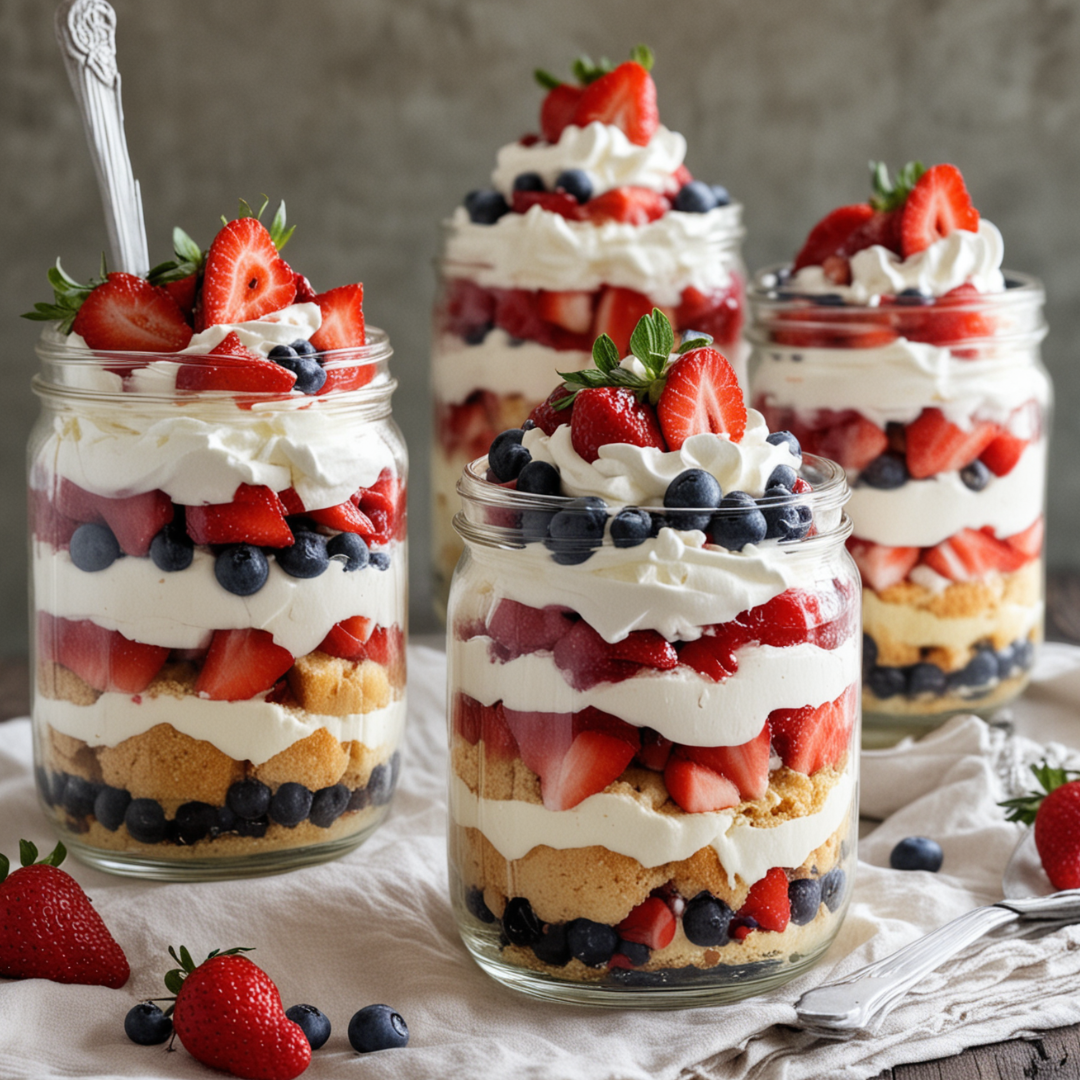 berry angle food cake jars