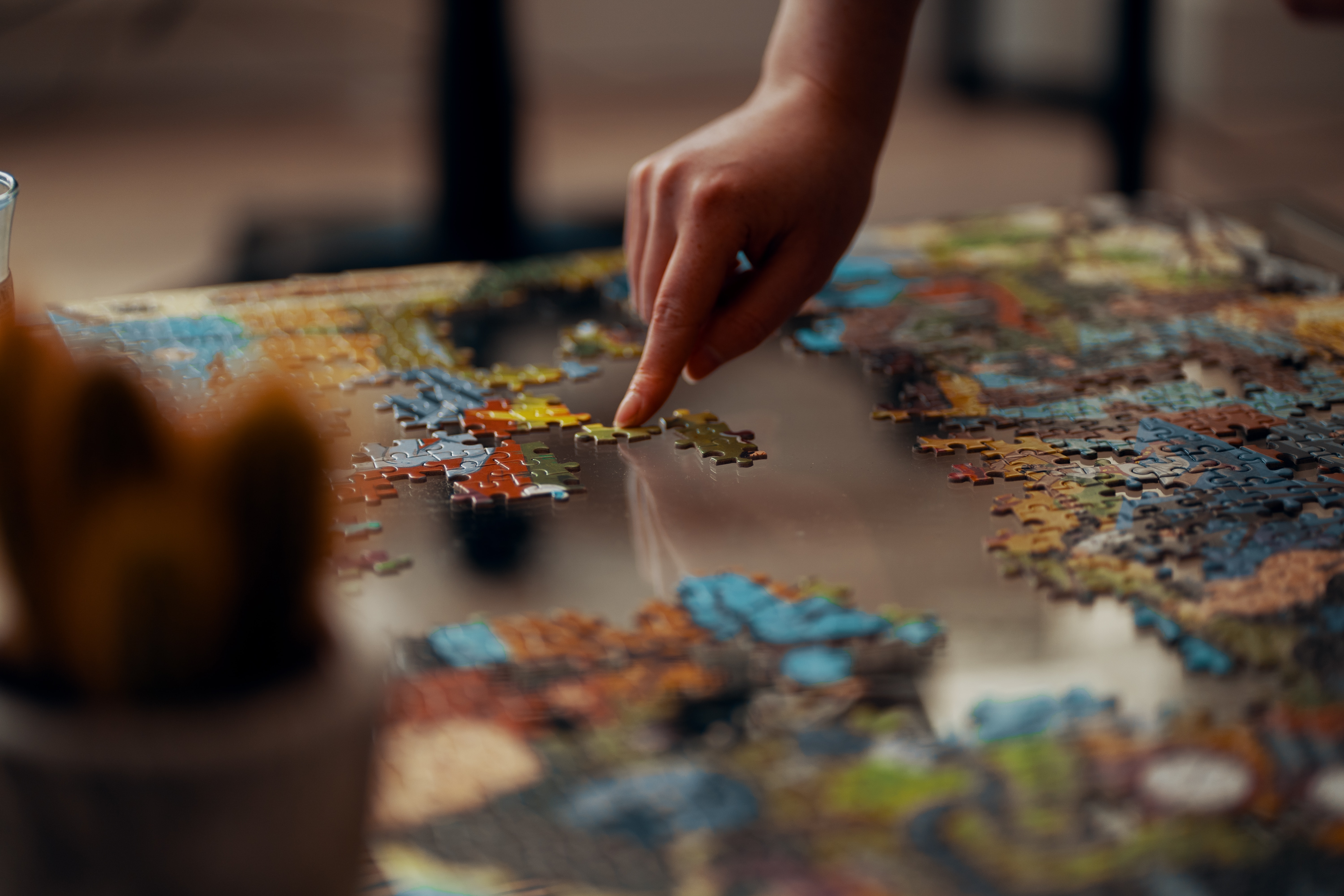 Man solving a puzzle