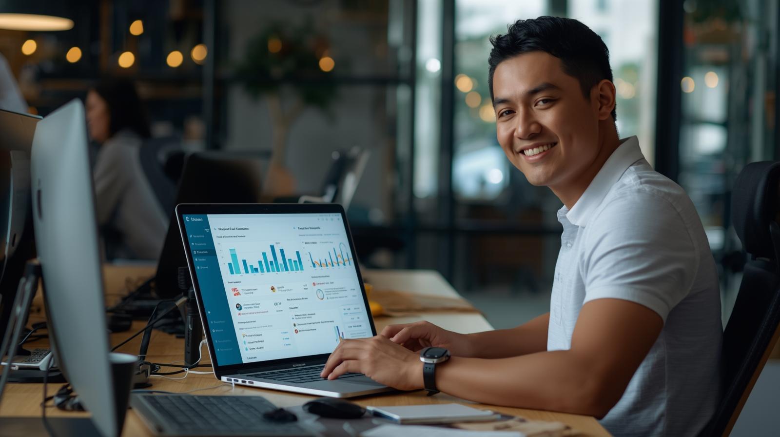 business owner using reputation rocket for reviews management