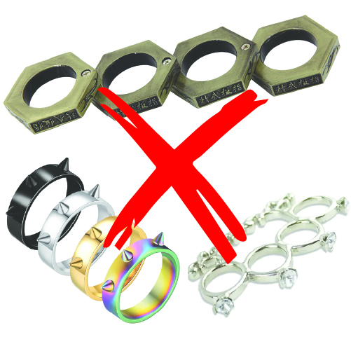 Ring brass knuckles or designed brass knuckles not to buy