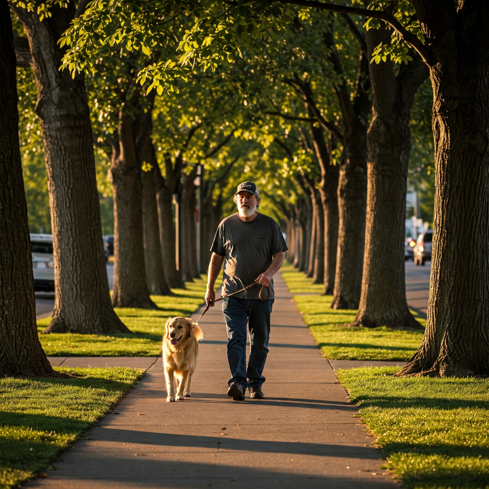 dog and man walking