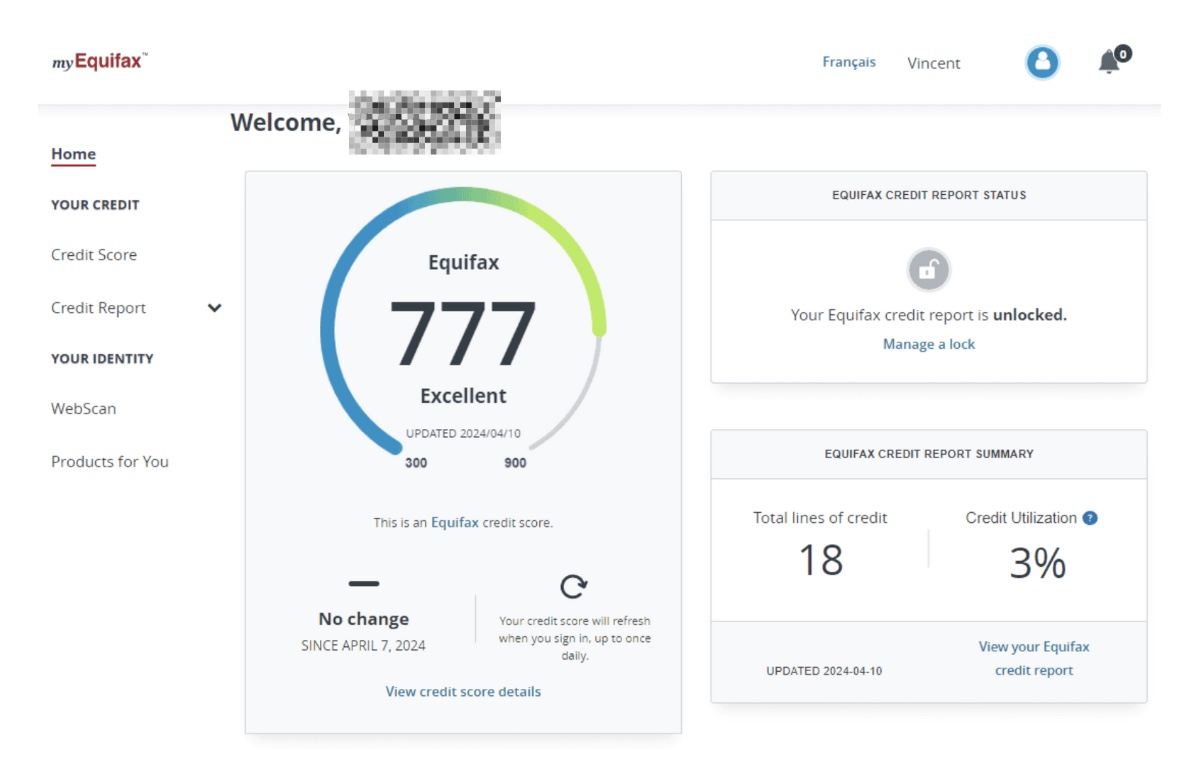 sample Experian credit report