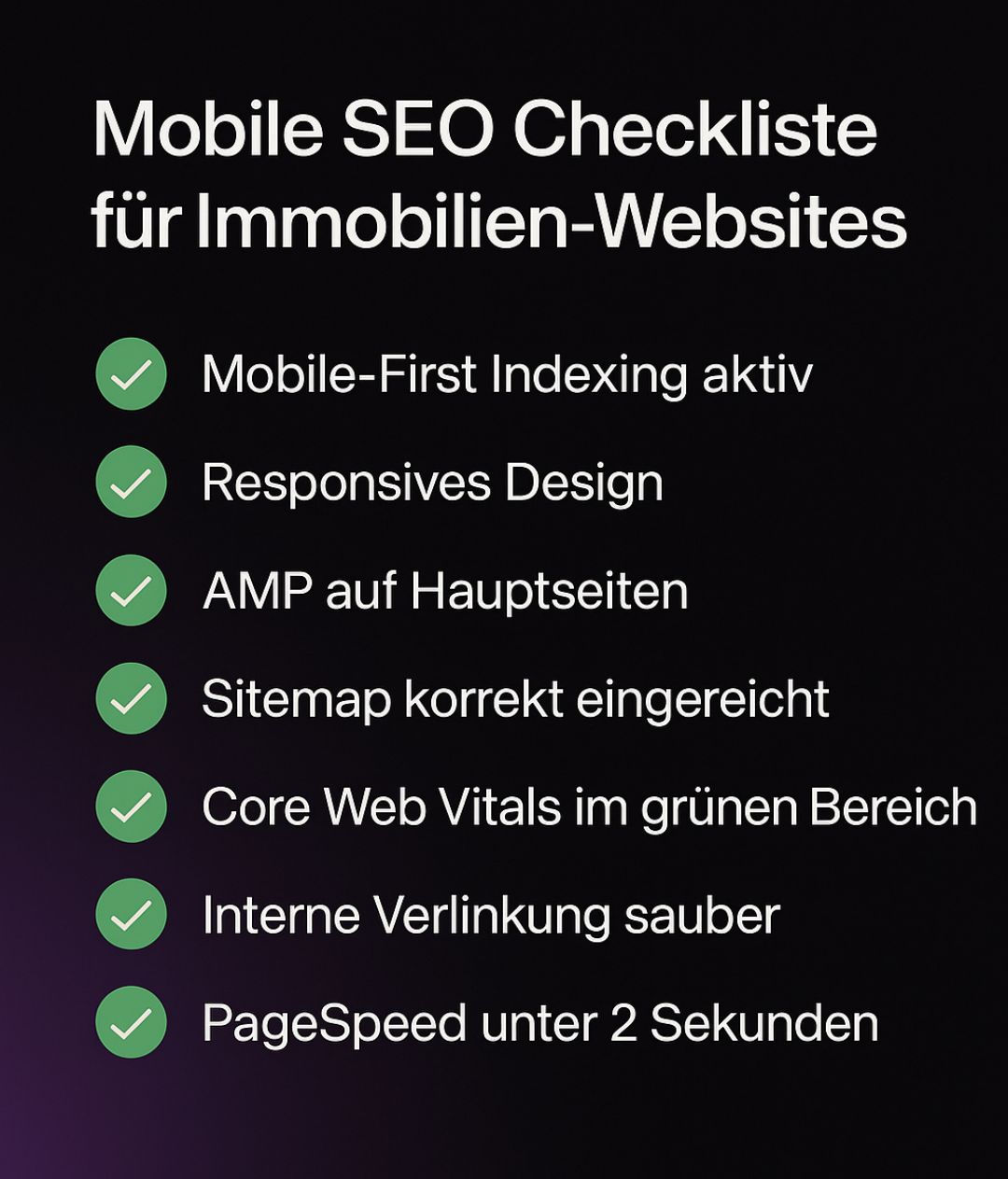 Infographic: “Mobile SEO Checkliste für Immobilien-Websites Infographic: “Mobile SEO Checkliste für Immobilien-Websites
