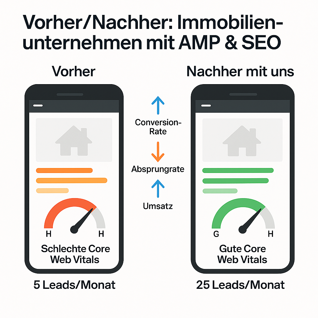 Vorher/Nachher: Immobilienunternehmen mit AMP & SEO Vorher/Nachher: Immobilienunternehmen mit AMP & SEO