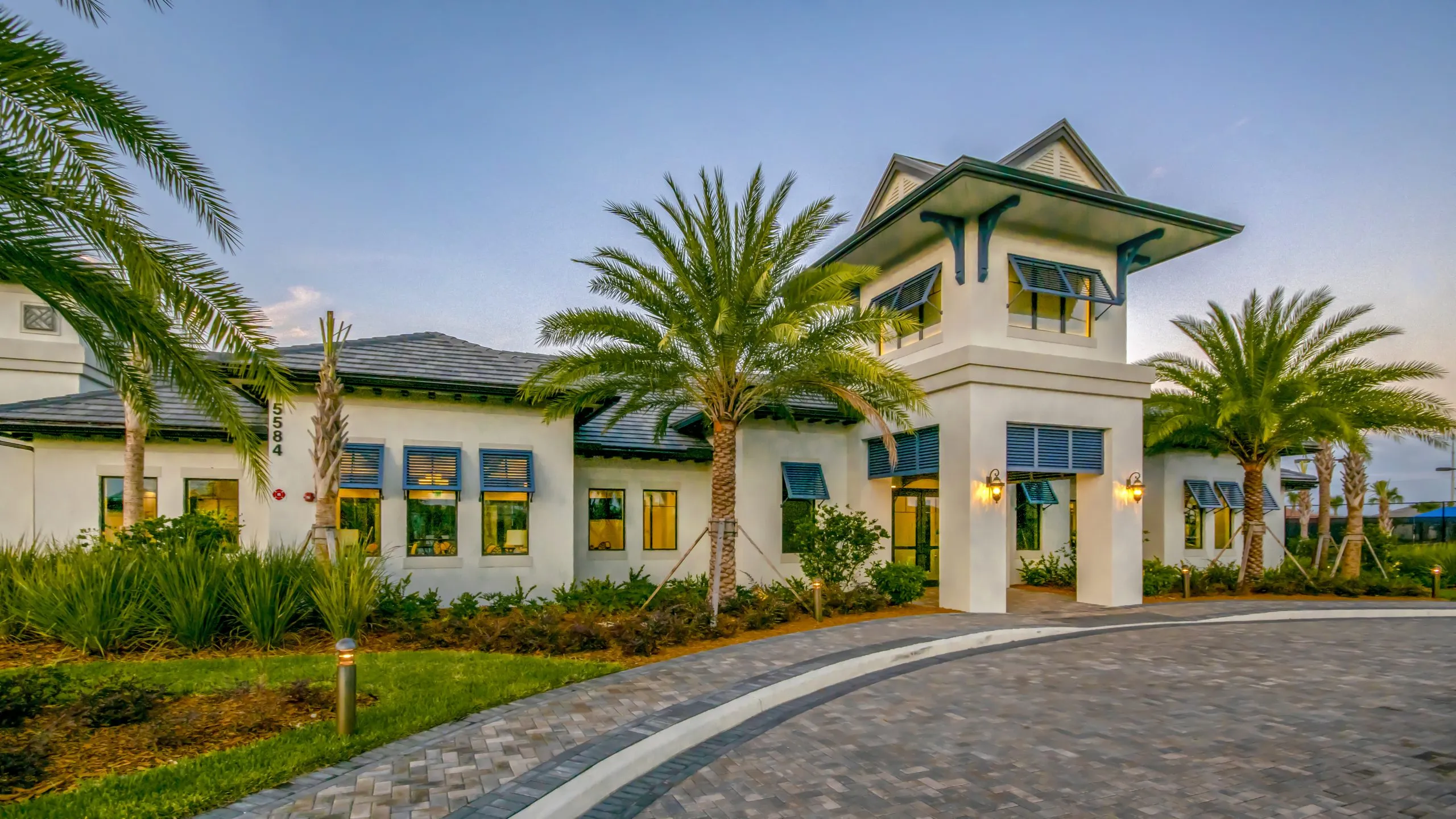 Divosta Pulte Clubhouse Exterior Entrance Sunset Building