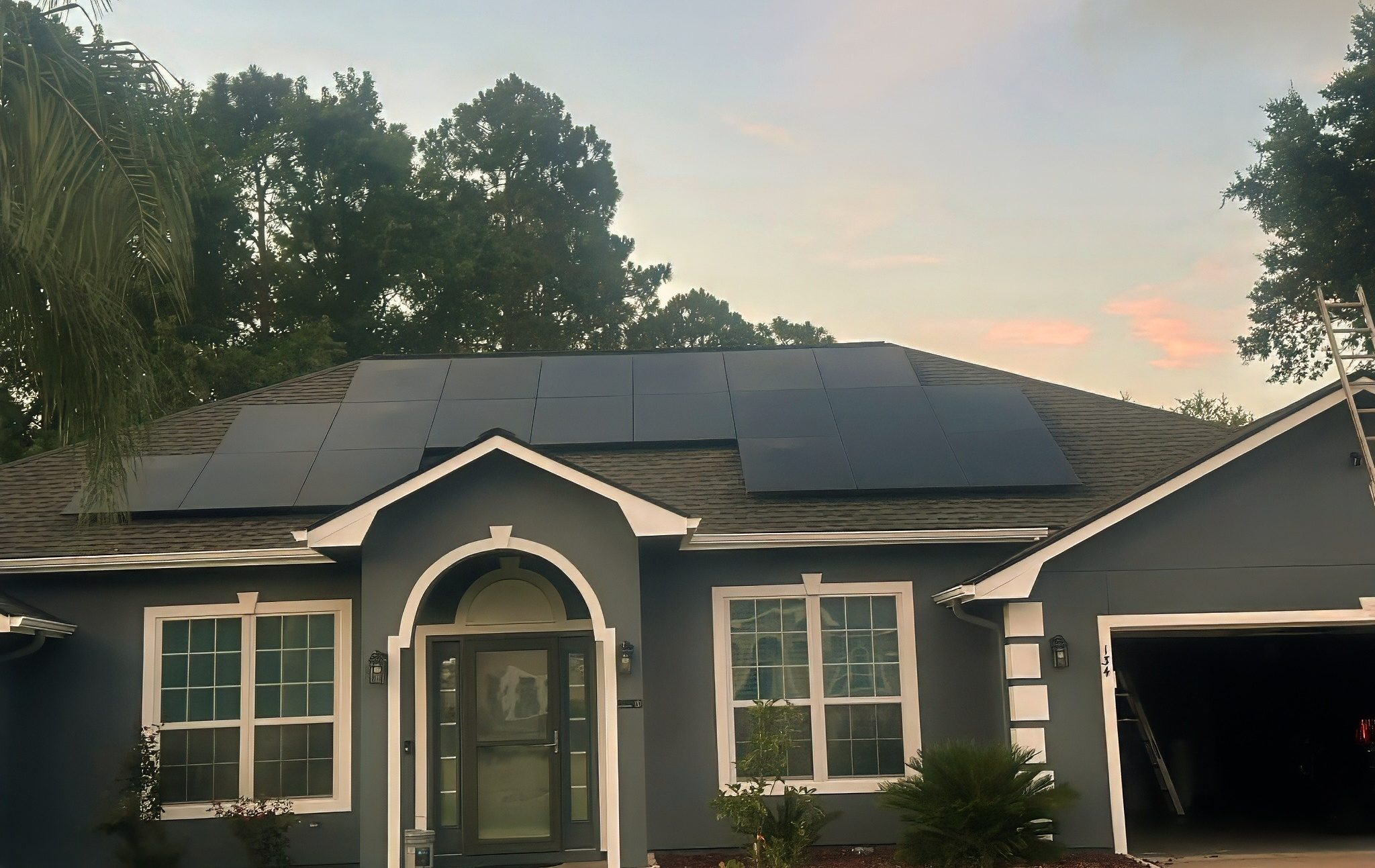 Solar panels on traditional home facade