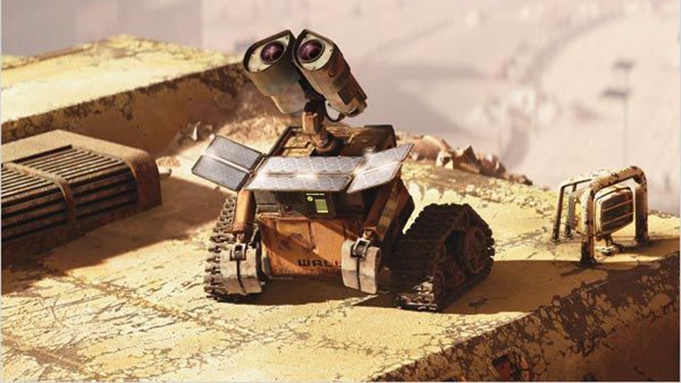 Wall-E charging up in the sun