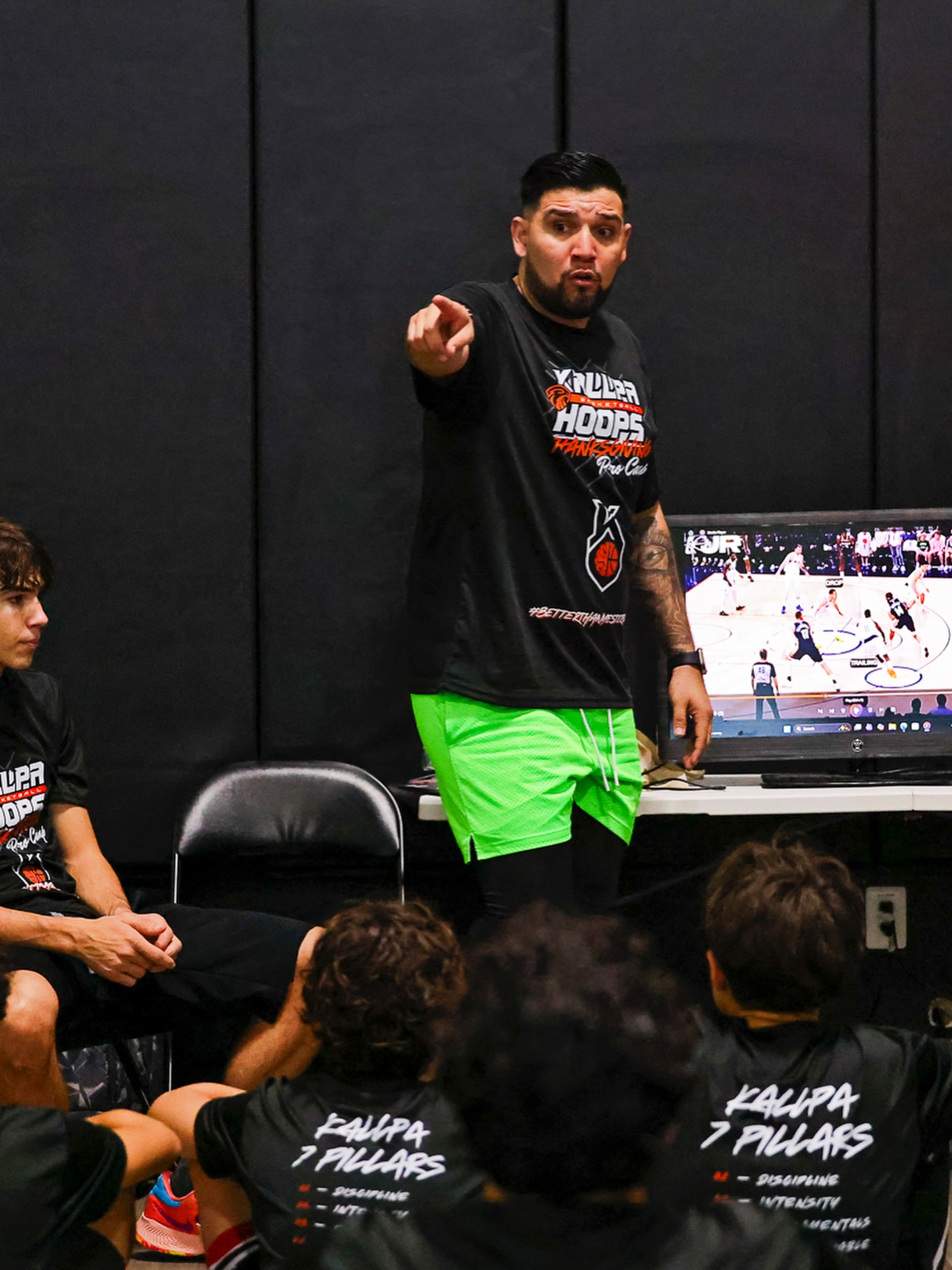 Coach working with athlete