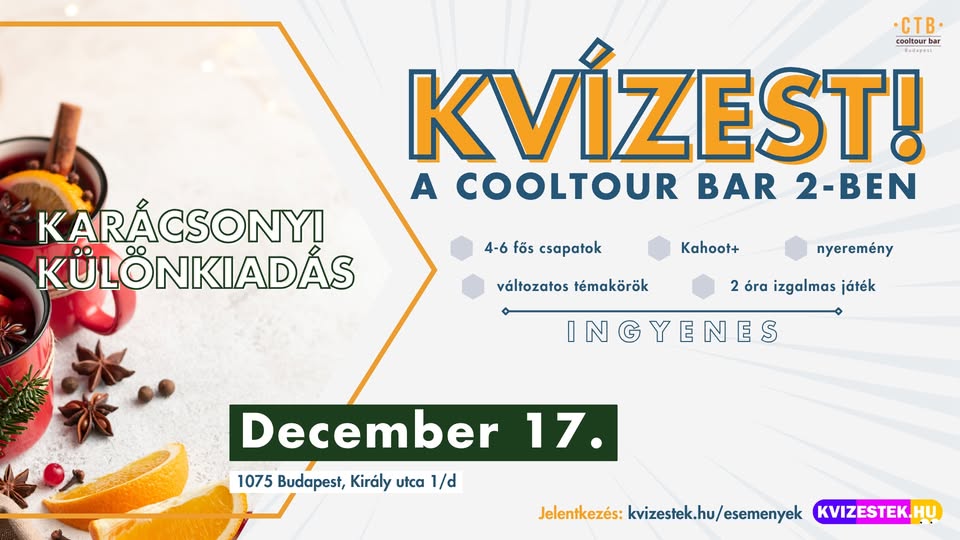 KARAÁCSONYI KÜLÖNKIADÁS a CoolTour Bar 2-ben | December 17. | Ingyenes