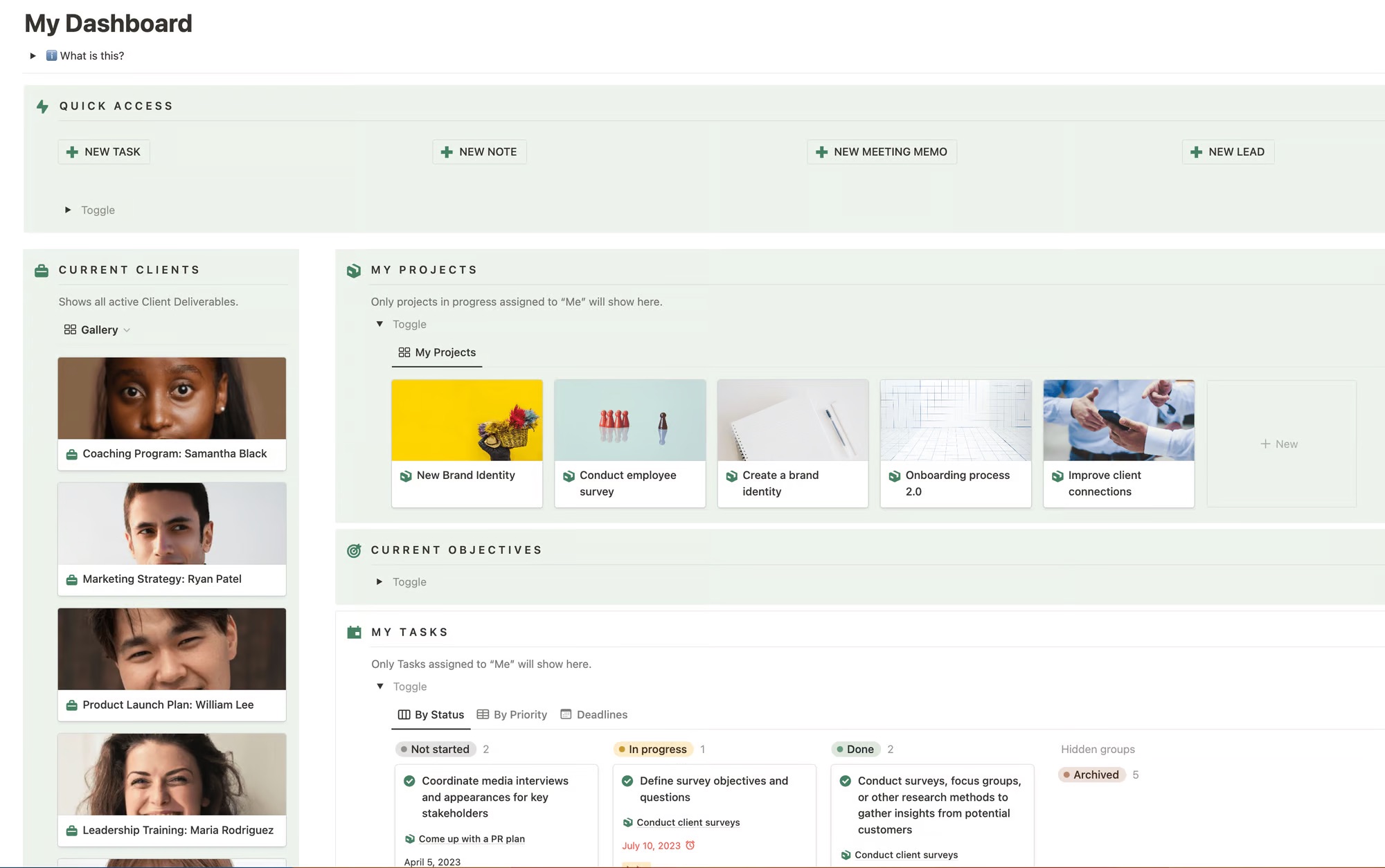 A screenshot of a CEO dashboard on Notion