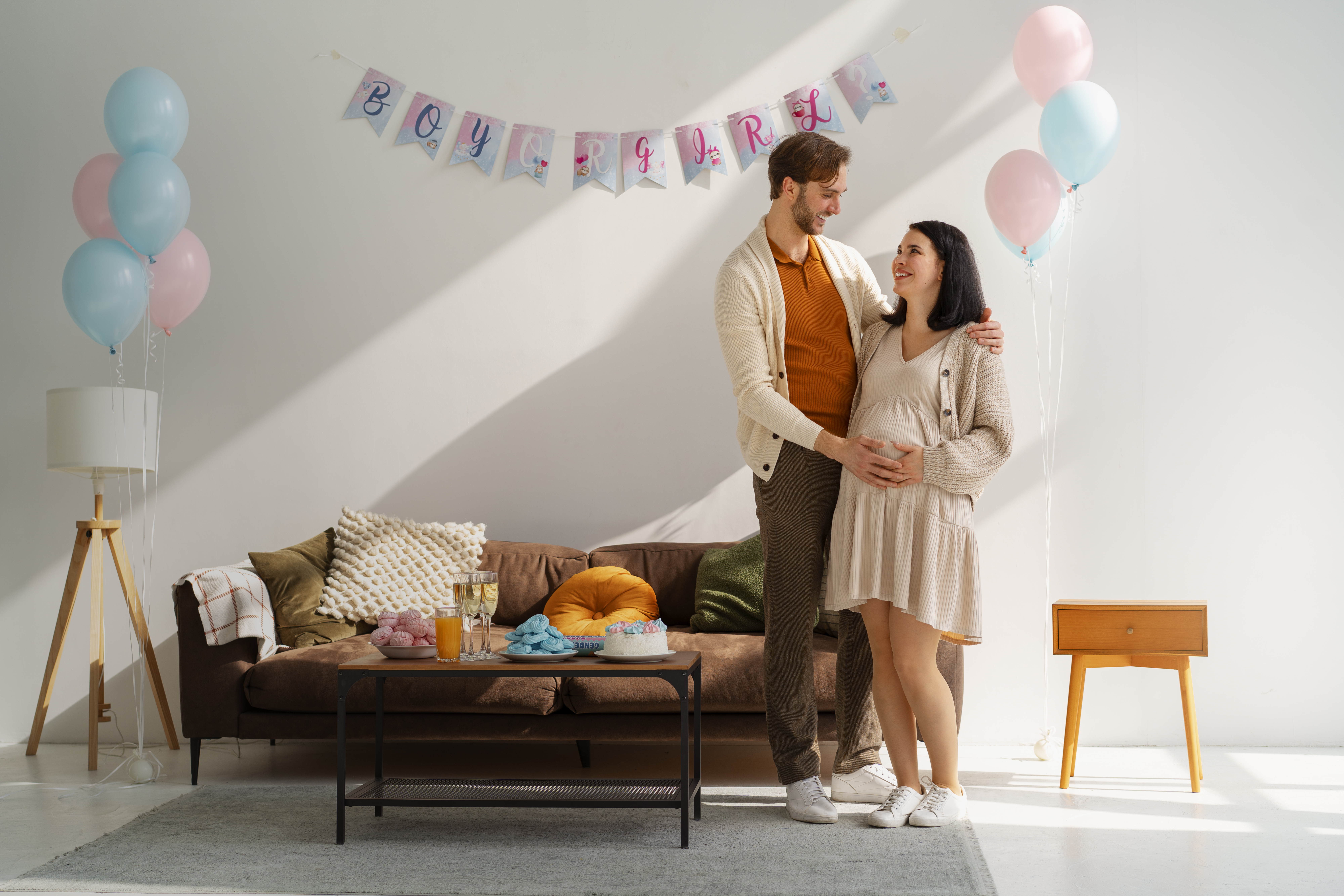 Couple at gender reveal party Couple at gender reveal party