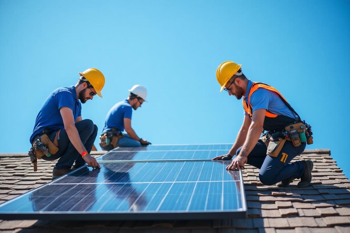 Professional team working on electrical systems