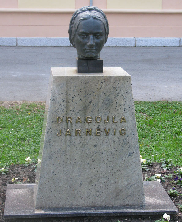Bust of Dragojla Jarnević, Croatian writer and feminist pioneer, honoring her contributions to 19th-century Croatian literature and women's education.
