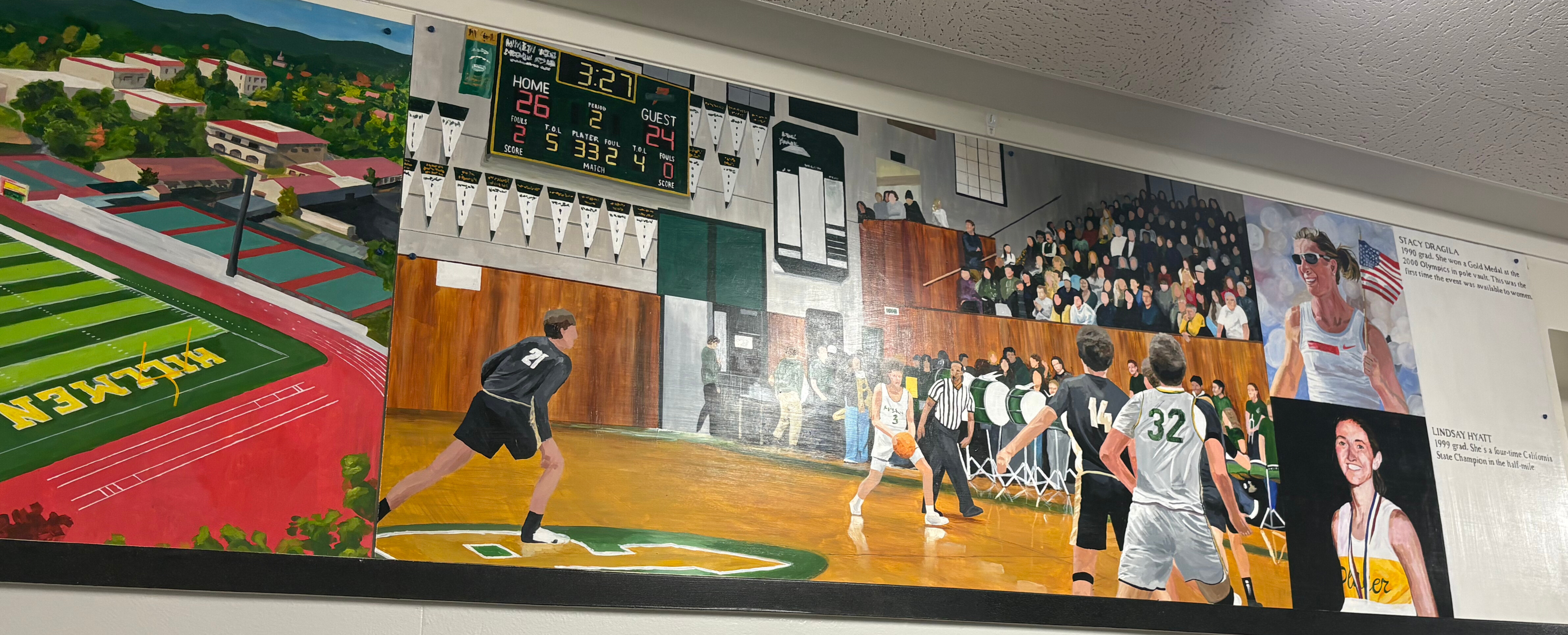 Placer High's Earl Crabbe Gym and female athletes Olympian Stacy Dragila and State Champion Lindsay Hyatt Barr. Placer High's Earl Crabbe Gym and female athletes Olympian Stacy Dragila and State Champion Lindsay Hyatt Barr.