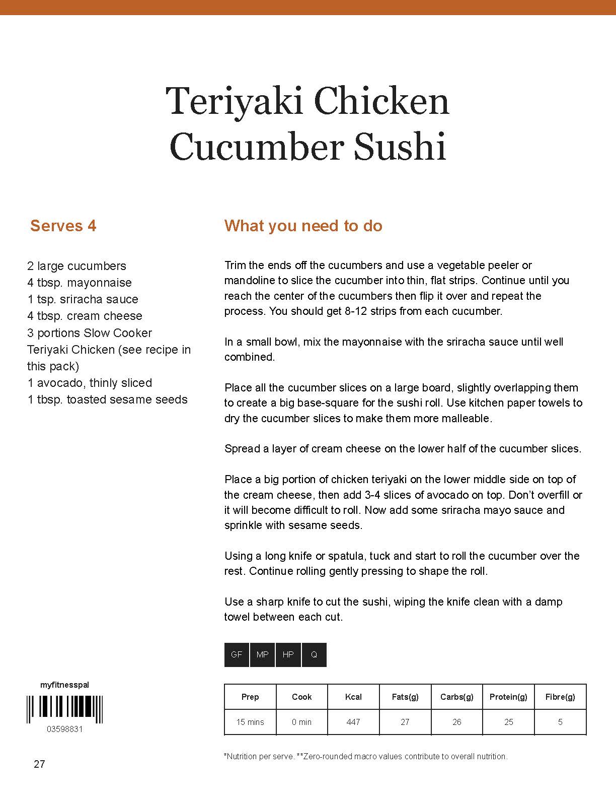 Teriyaki Chicken Cucumber Sushi