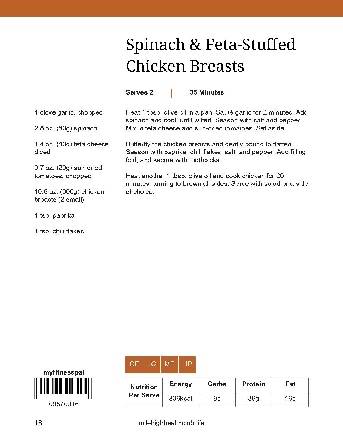 Spinach Feta Stuffed Chicken