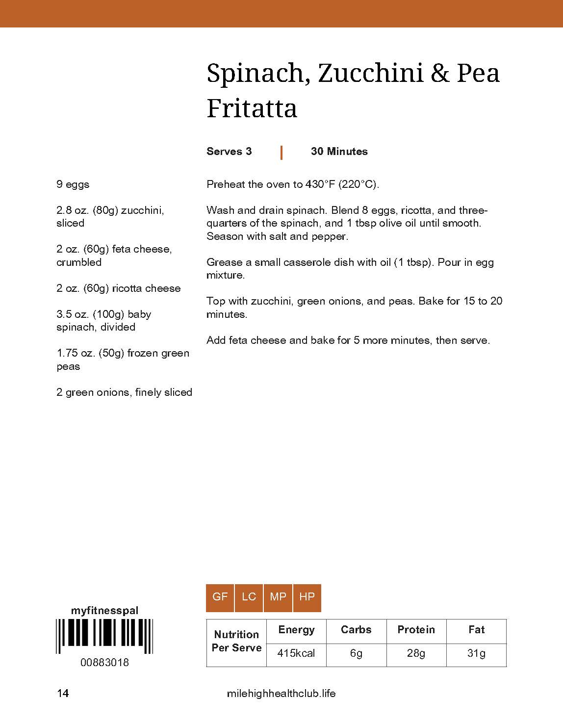 Spinach Zucchini Pea Frittata