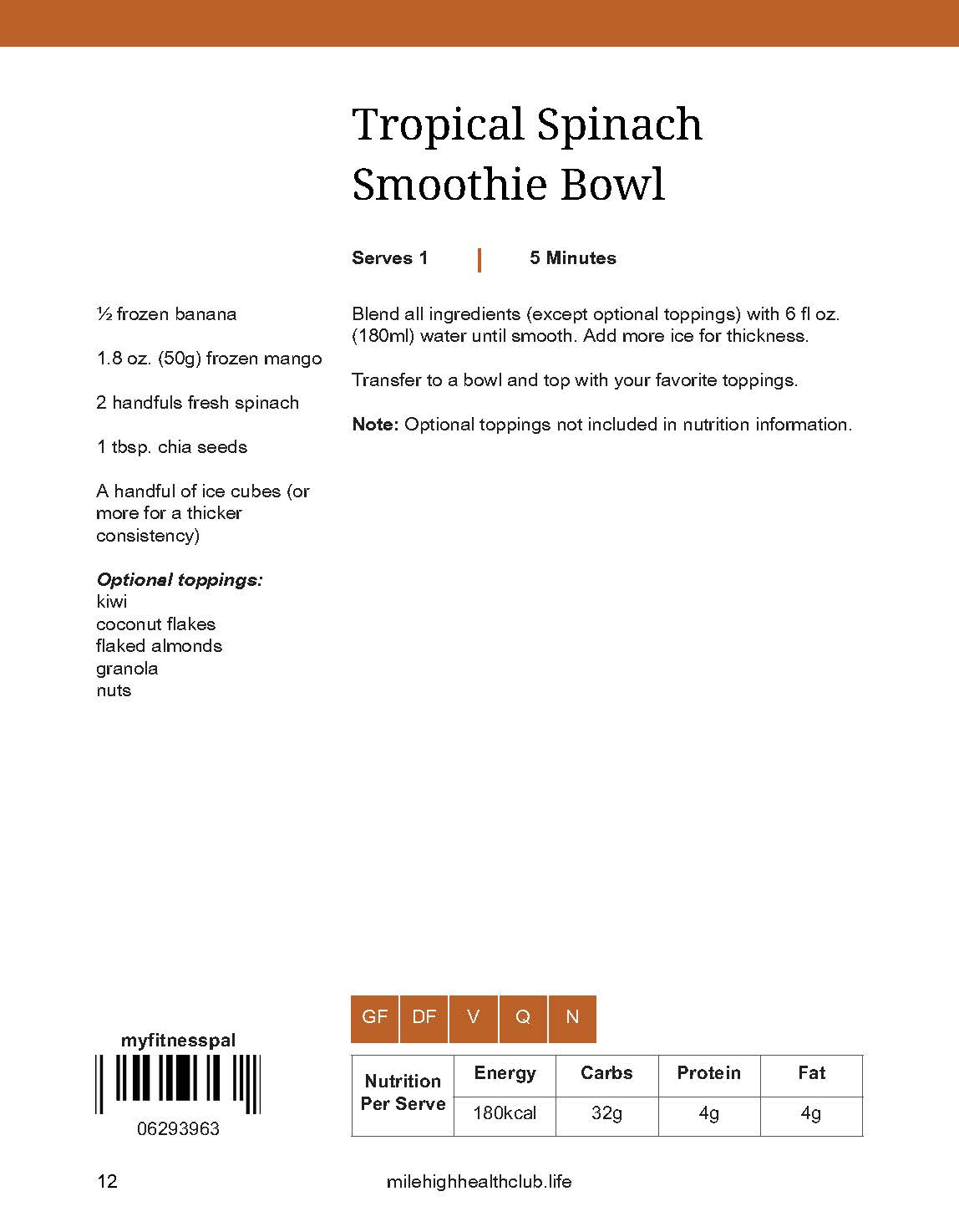 Tropical Spinach Smoothie Bowl