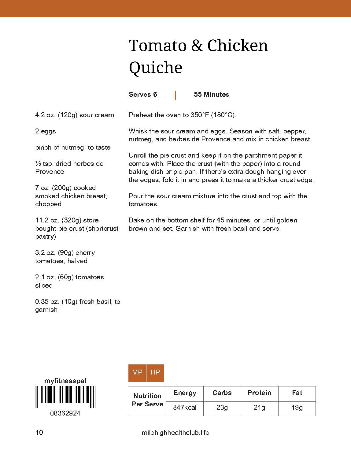 Tomato & Chicken Quiche