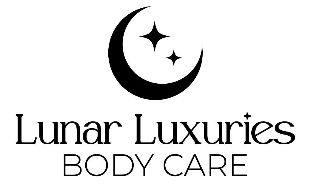 Lunar Luxuries logo featuring a moon and text of the business name