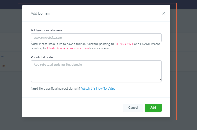 Adding domain for funnels/website