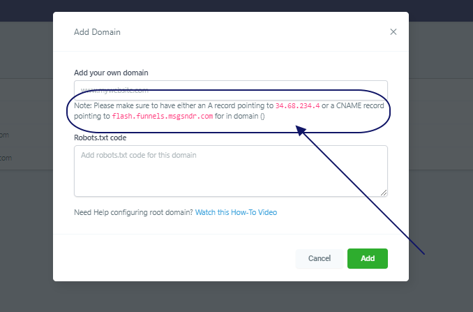 Adding domain for funnels/website