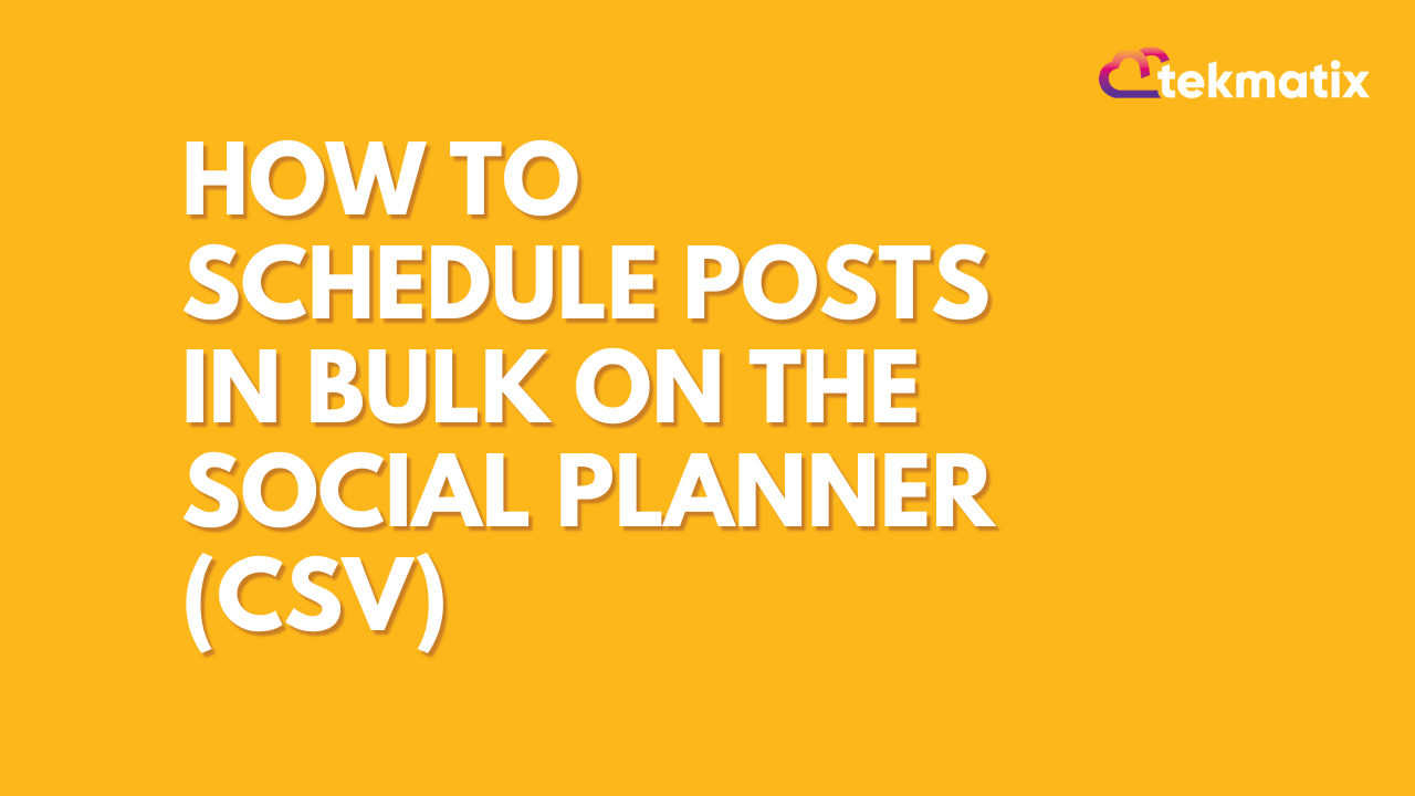 How to schedule Posts in Bulk on the Social Planner (CSV)