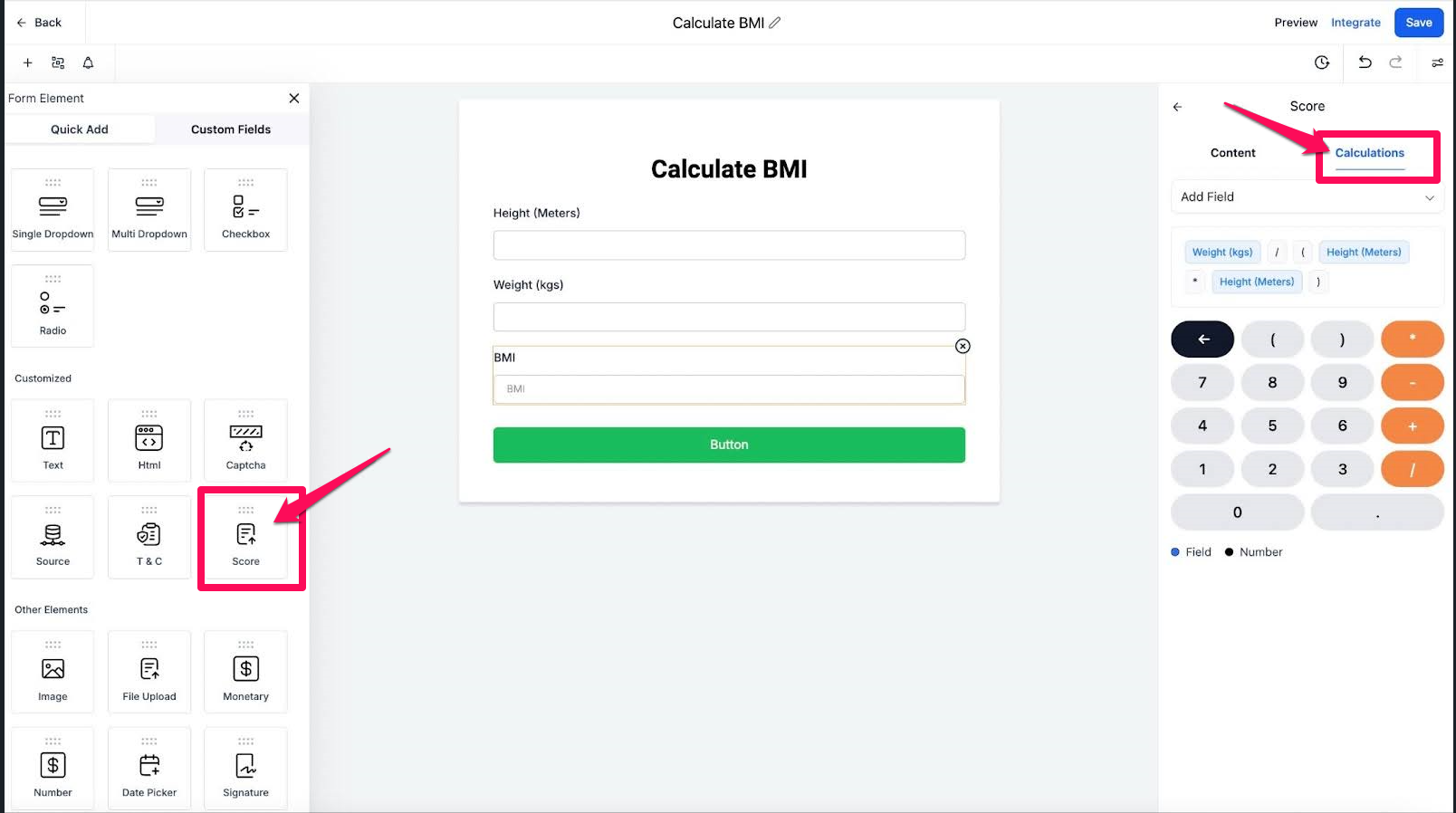 Scores Element in Forms and Surveys! 