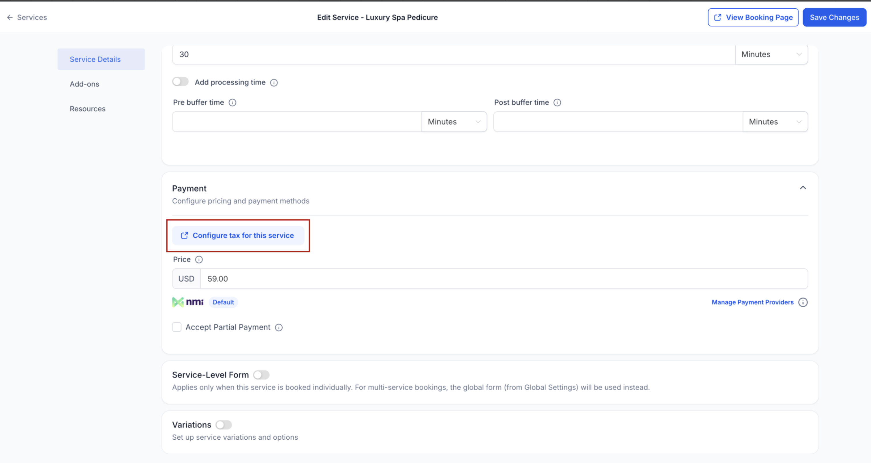 Configure Taxes for This Service