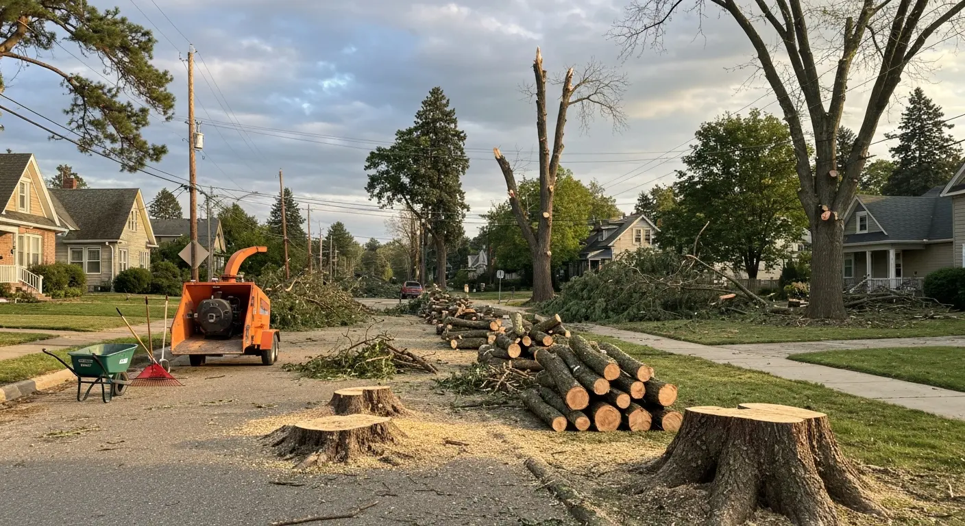 Storm damage tree cleanup