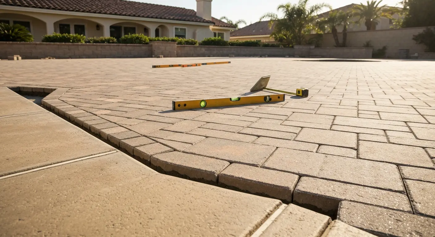 Pool deck paver repair
