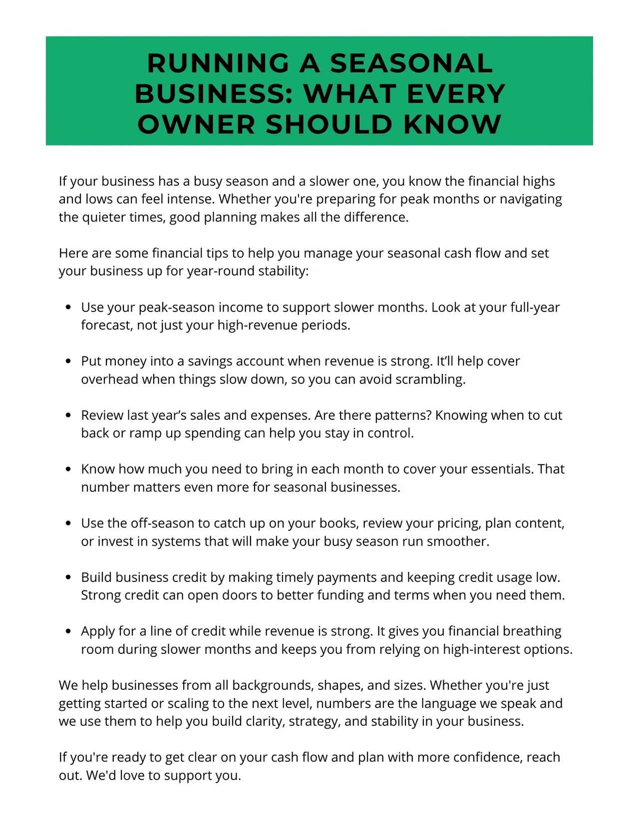 Running a Seasonal Business: What Every Owner Should Know