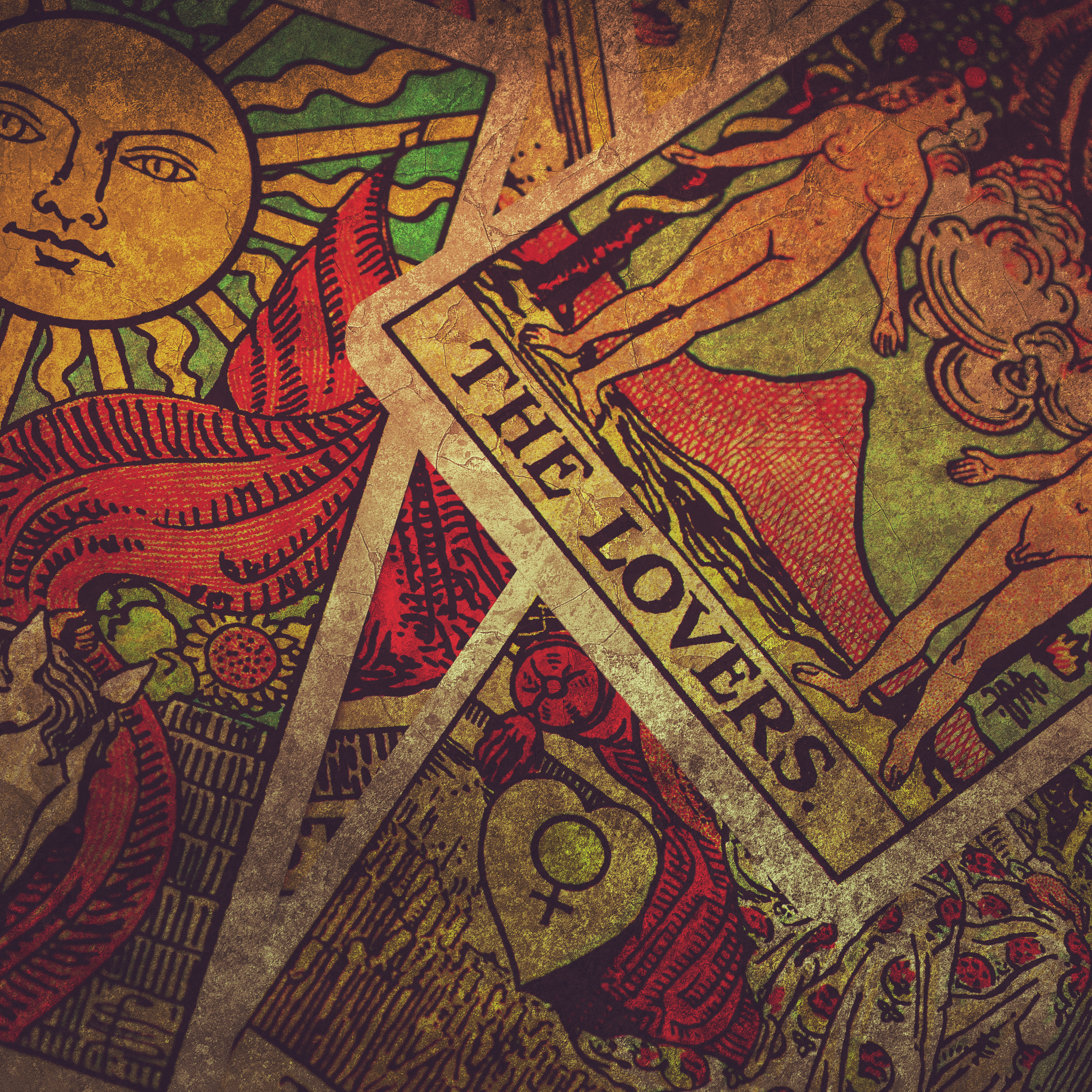 Stylized image with tarot card elements.