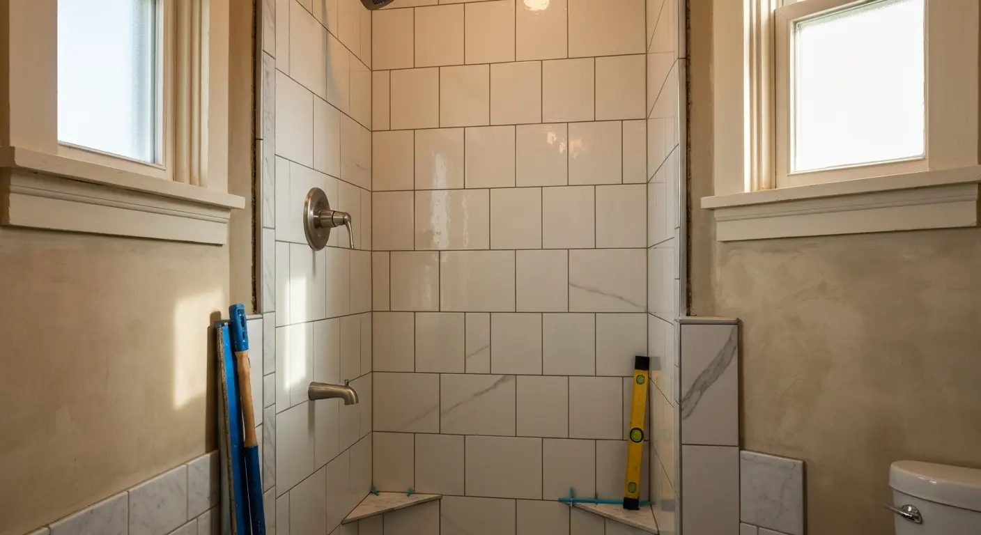Bathroom remodel with tile shower