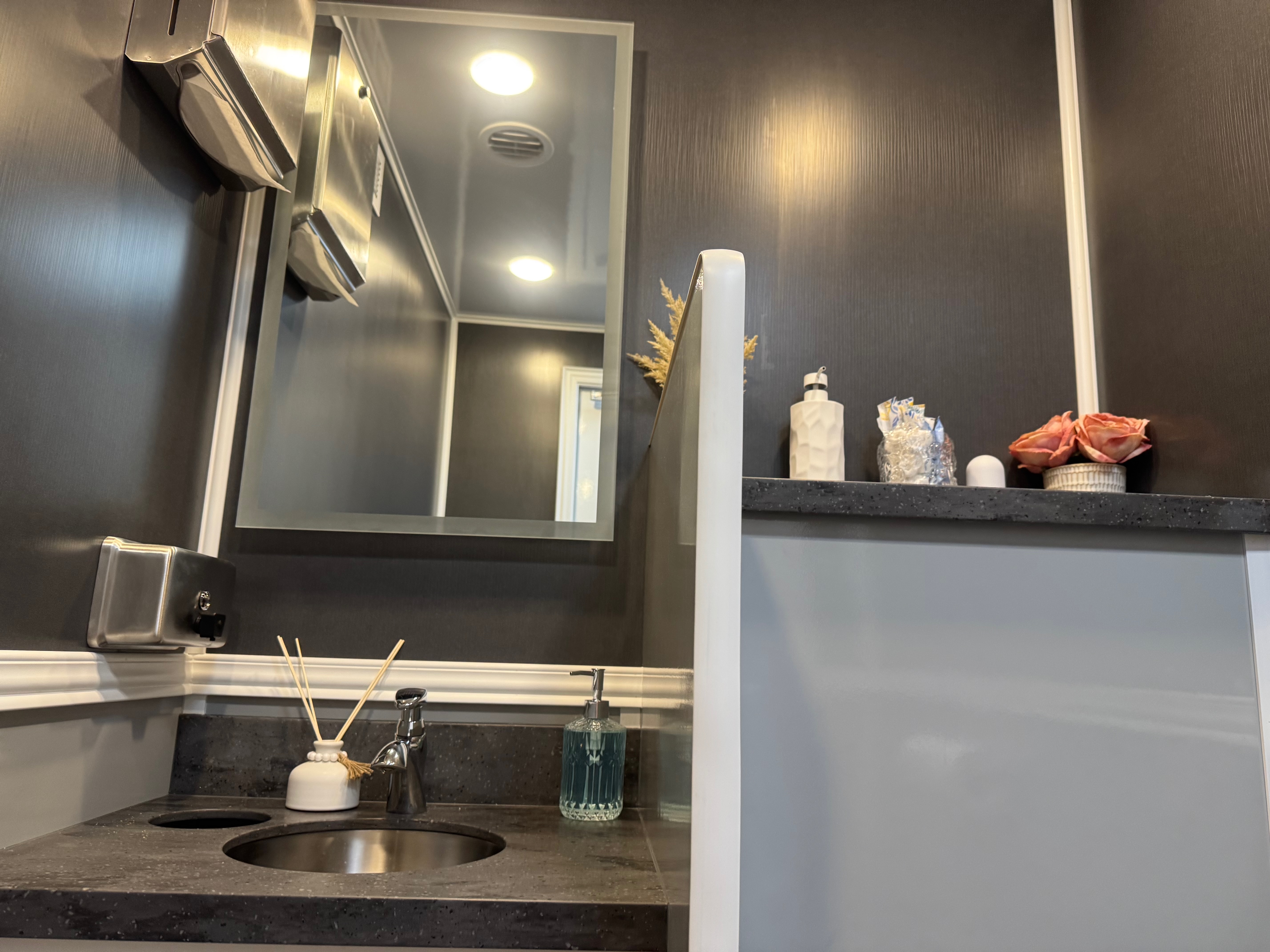 multi stall luxury restroom trailer layout for weddings and private events Sonoma Napa Marin