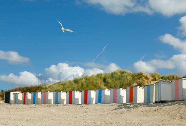Cabines de plage à la Mer du Nord, symbole de détente et de simplicité pendant un séjour de jeûne en Belgique Cabines de plage à la Mer du Nord, symbole de détente et de simplicité pendant un séjour de jeûne en Belgique